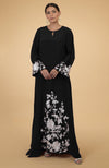 Muted Mustard Floral & Birds Embroidered Kaftan