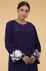 Eclipse Blue Floral & Birds Embroidered Kaftan