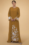 Olive Floral & Birds Embroidered Kaftan