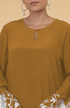 Muted Mustard Floral & Birds Embroidered Kaftan