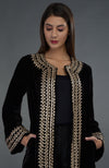 Black Gota Patti Hand Embroidered Silk Velvet Jacket