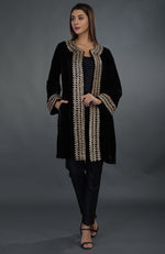 Black Gota Patti Hand Embroidered Silk Velvet Jacket