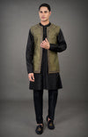 Olive Hand Embroidered Abstract Jacket Set