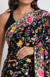 Black Masterpiece Parsi Gara Hand Embroidered Saree