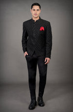 Black Chikankari Embellished Jacket Set