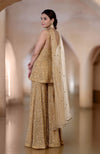 Cleopatra Gold Bead & Sequin Hand Embroidered Sharara Set