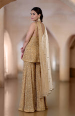 Cleopatra Gold Bead & Sequin Hand Embroidered Sharara Set