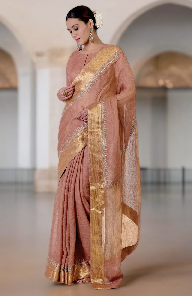 Chutney Marori Embroidered Linen Saree