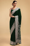 Plum Kashmiri Silver Tilla Aari Embroidered Velvet Saree