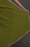 Avocado Green Embroidered Gota Patti Saree