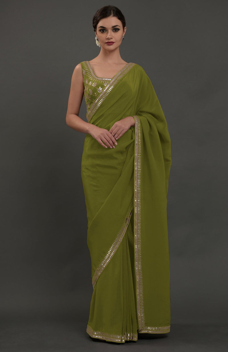 Eclipse Blue Embroidered Gota Patti Saree