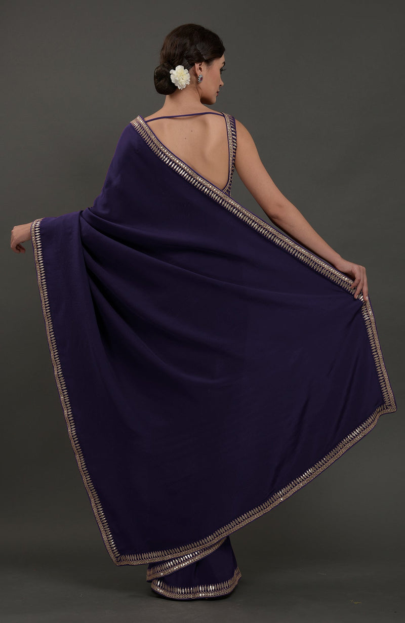 Eclipse Blue Embroidered Gota Patti Saree
