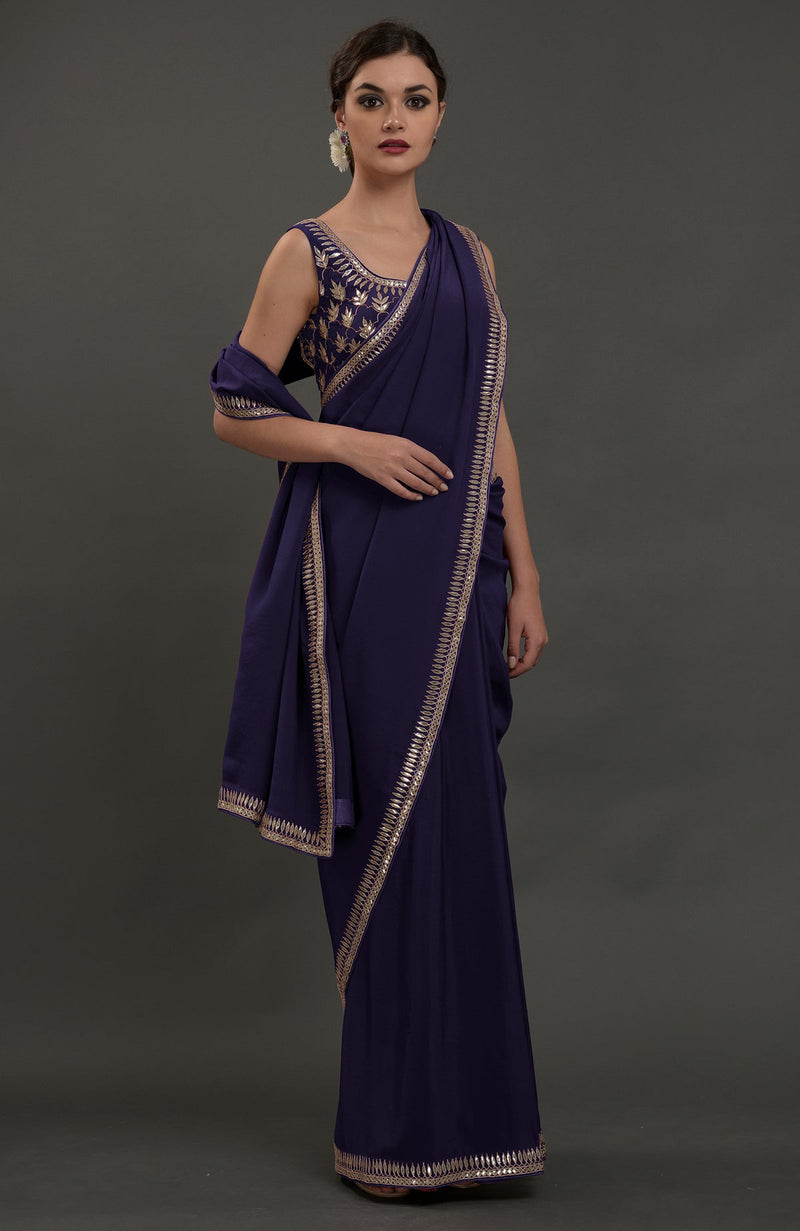 Eclipse Blue Embroidered Gota Patti Saree