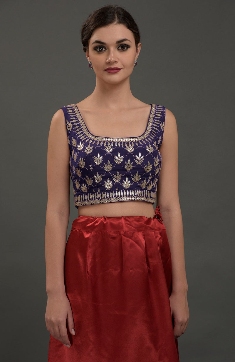 Eclipse Blue Embroidered Gota Patti Saree