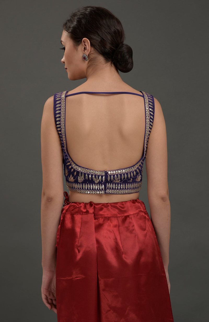 Eclipse Blue Embroidered Gota Patti Saree