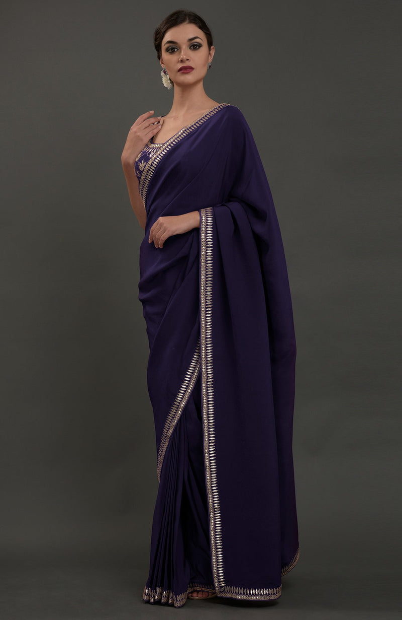 Eclipse Blue Embroidered Gota Patti Saree