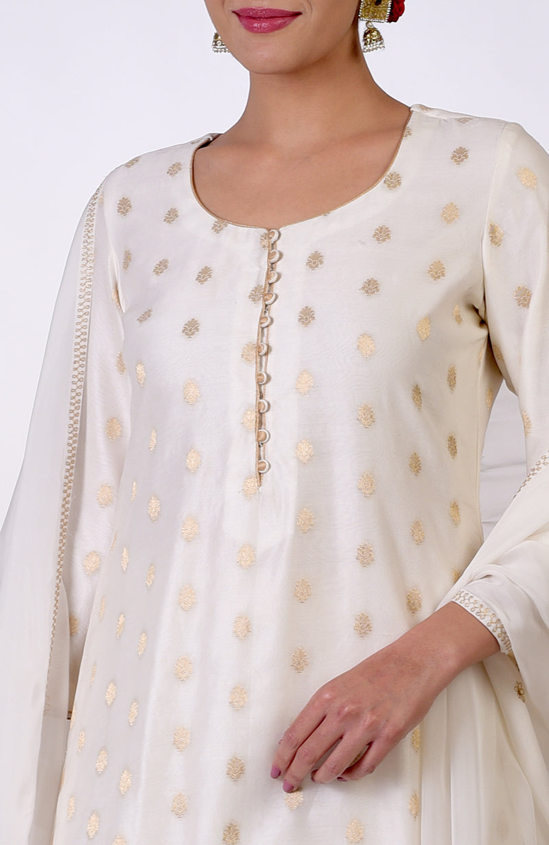 Ivory Banarasi Bootah & Aari Tilla Embroidered Sharara Set