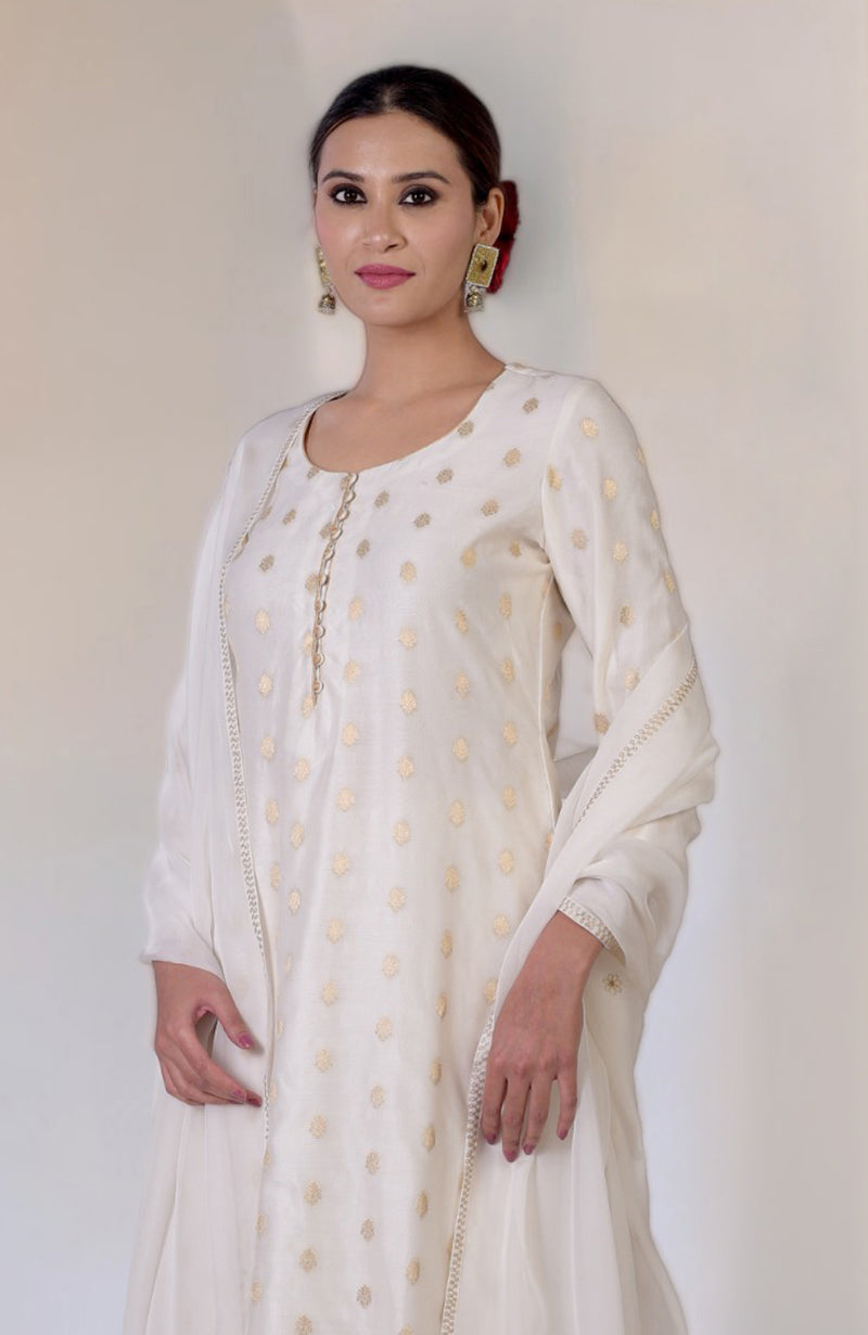 Ivory Banarasi Bootah & Aari Tilla Embroidered Sharara Set
