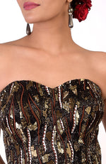Woodstock Black Hand Embroidered Corset