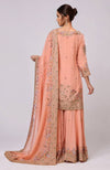 Salmon Marori and Resham Hand Embroidered Sharara Set