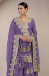 Amethyst Orchid Gold Kashmiri Tilla & Zardozi Hand Embroidered Sharara Set