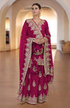 Proud Peacock Gold Kashmiri Tilla & Zardozi Hand Embroidered Sharara Set