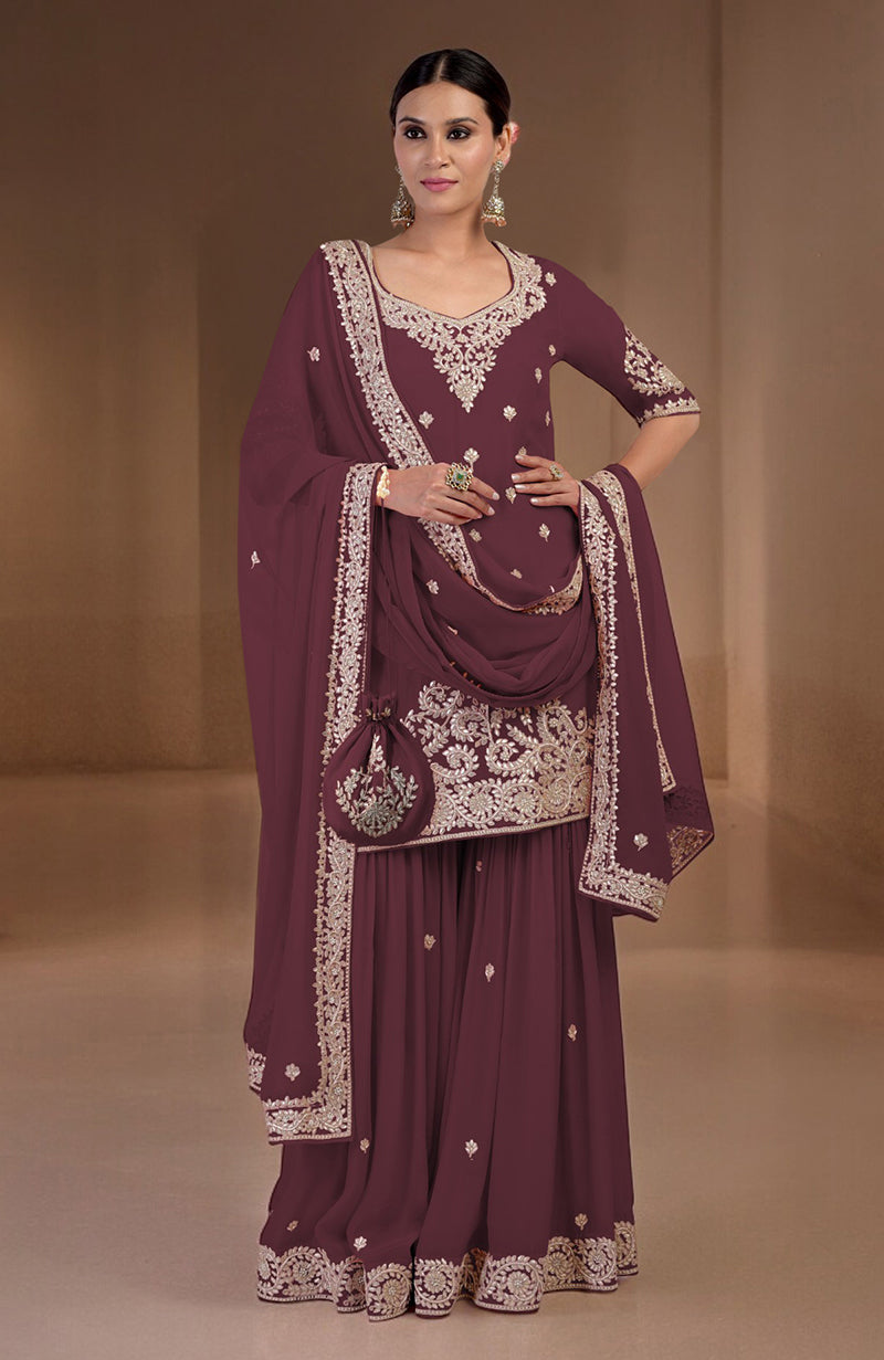 Grey Marori Gota Patti & Zardozi Hand Embroidered Sharara Set