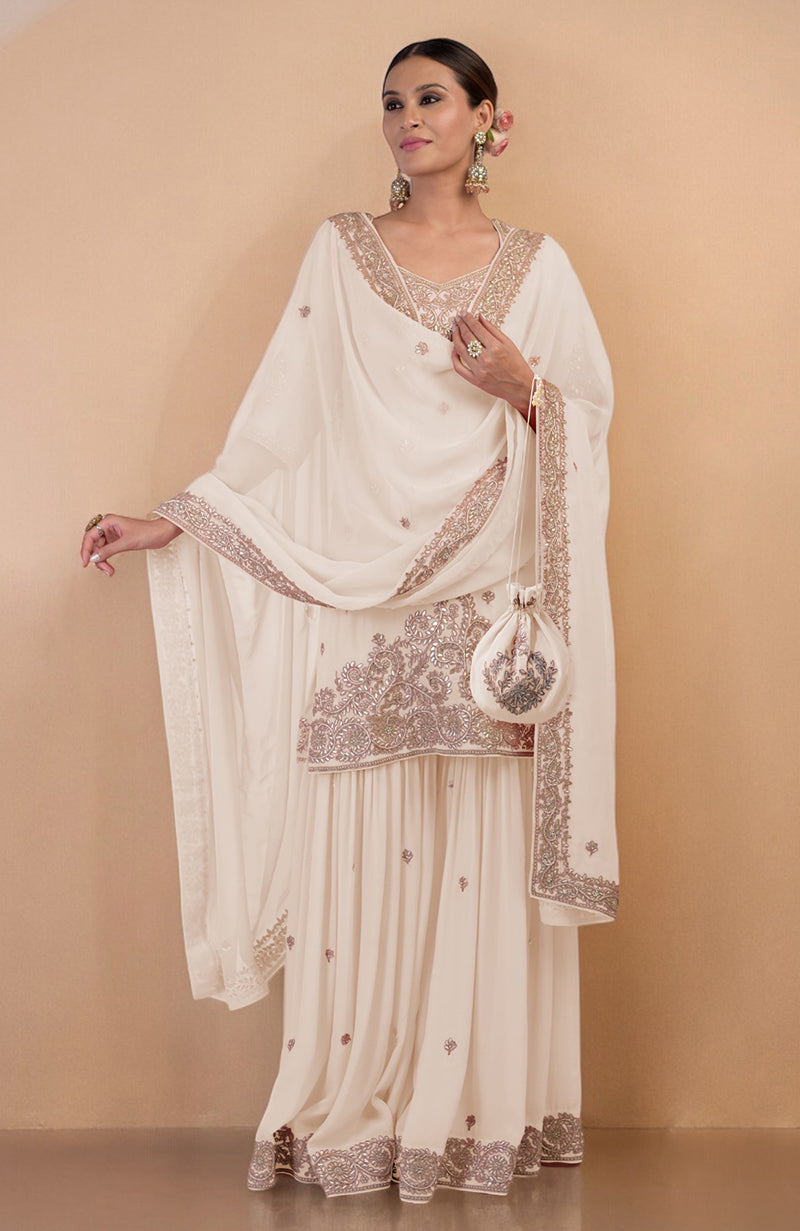 Grey Marori Gota Patti & Zardozi Hand Embroidered Sharara Set