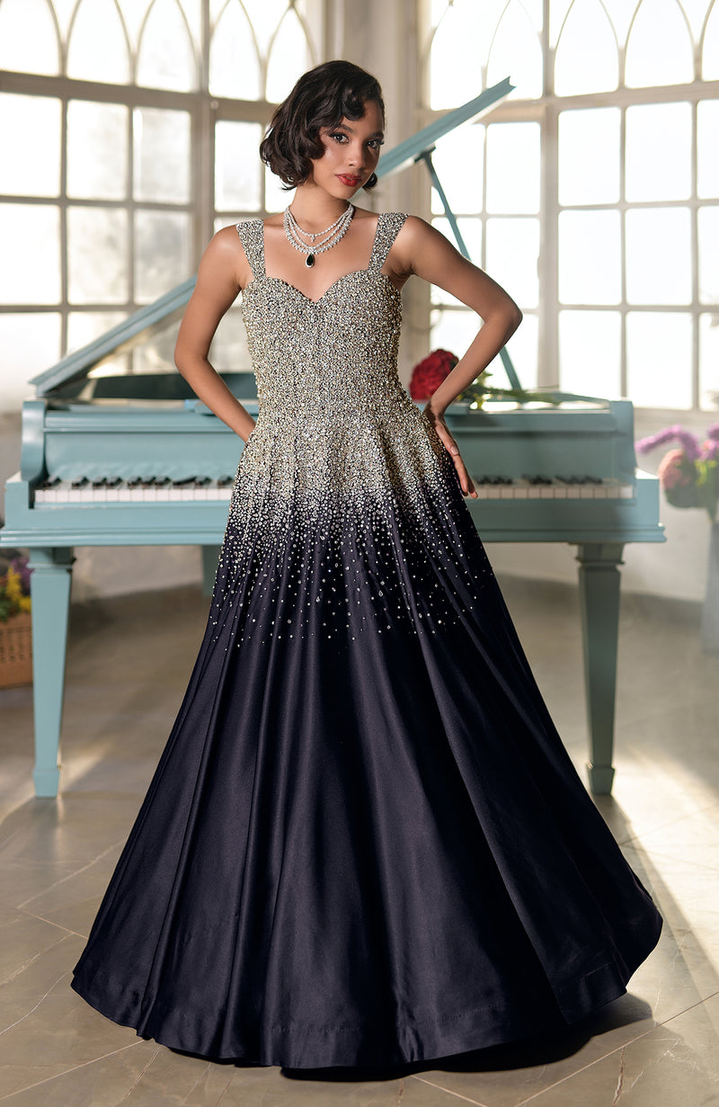 NAIRA- Crystal Hand Embroidered Princess Gown