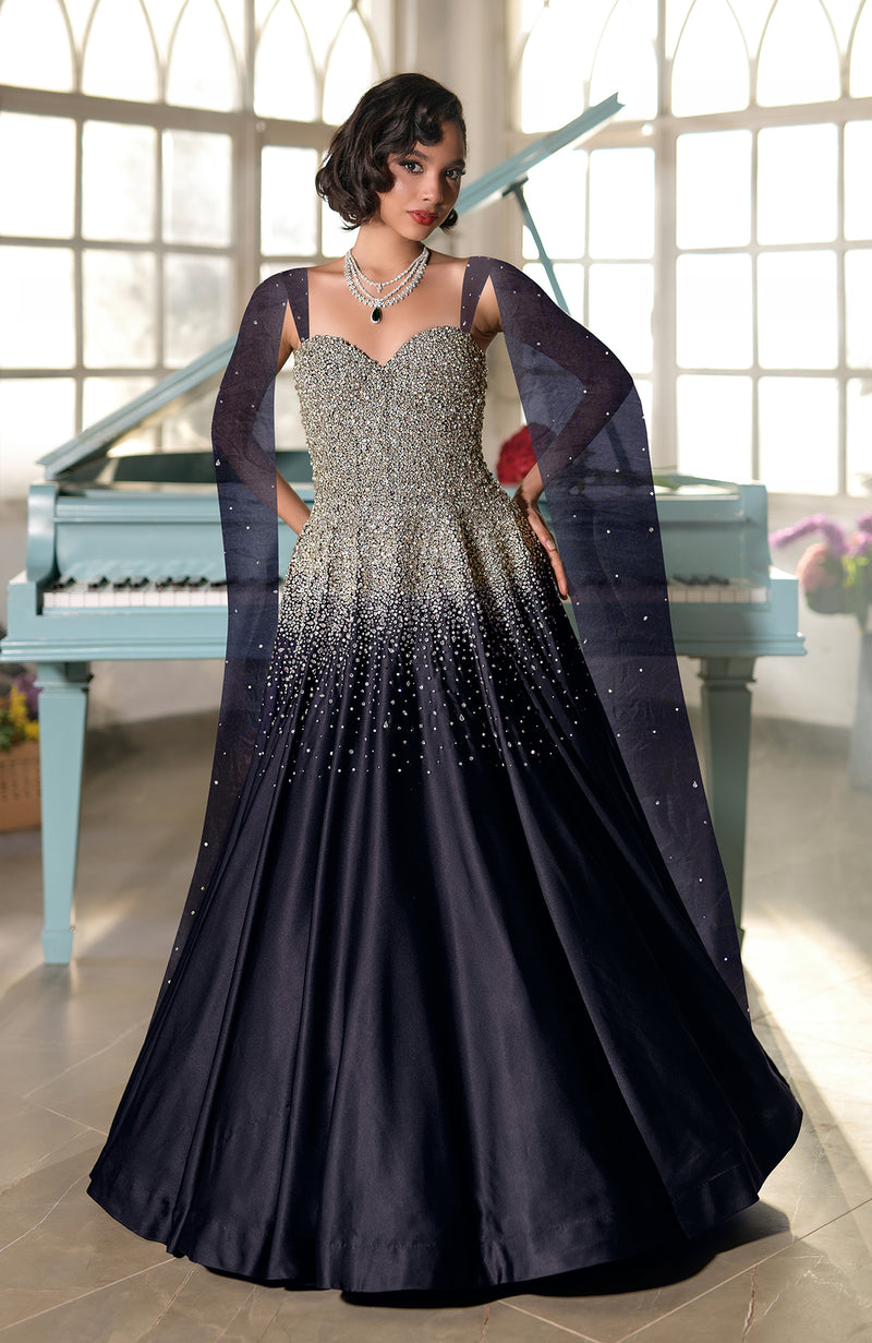 NAIRA- Crystal Hand Embroidered Princess Gown