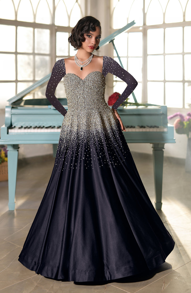 NAIRA- Crystal Hand Embroidered Princess Gown