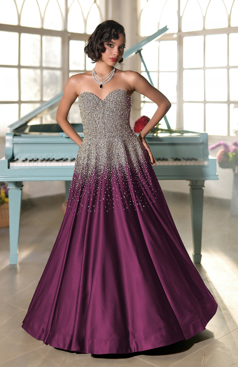 NAIRA- Crystal Hand Embroidered Princess Gown