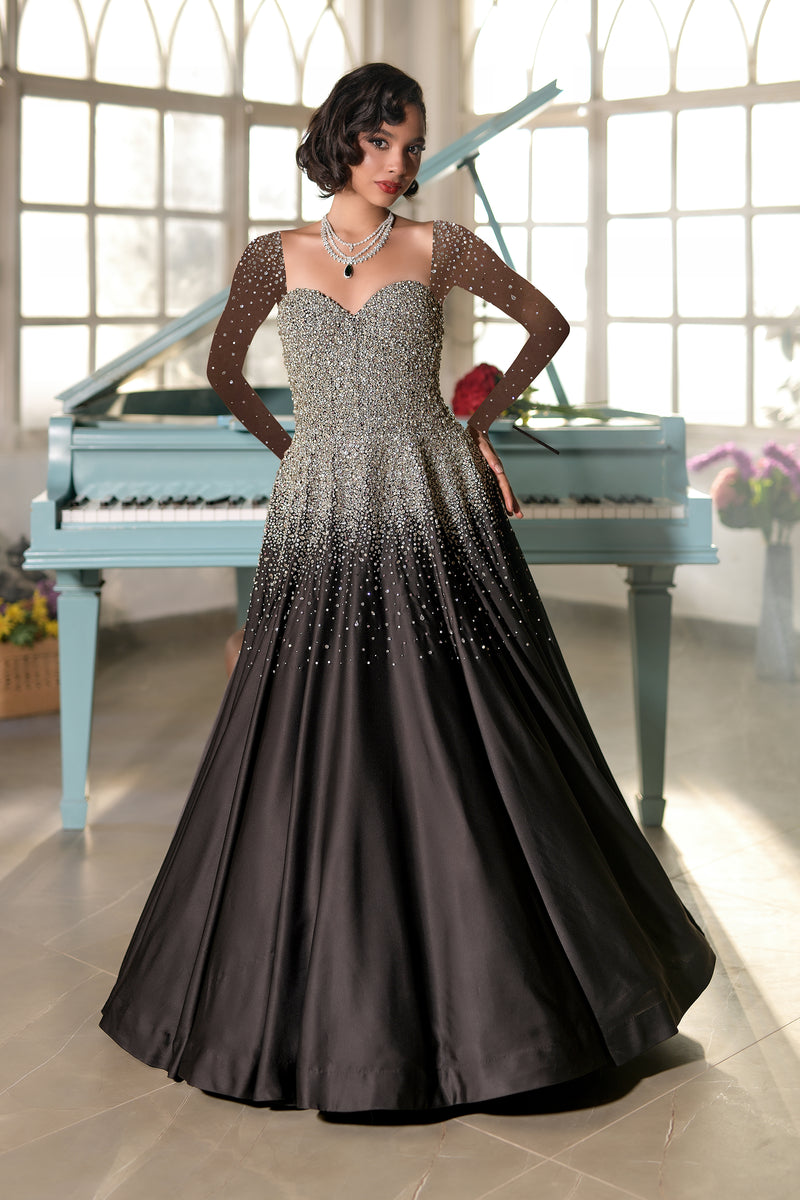 NAIRA- Crystal Hand Embroidered Princess Gown