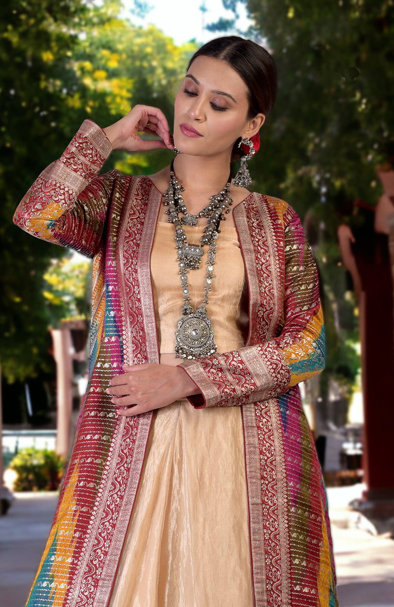 Rangkat Banarsi Silk Handwoven Jacket Set