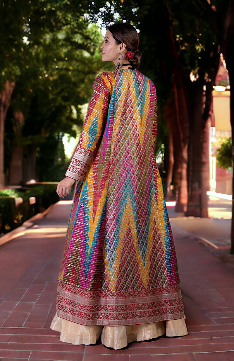 Rangkat Banarsi Silk Handwoven Jacket Set