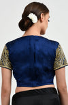 Sapphire Blue Zardozi & Pearl Beads Hand Embroidered Blouse