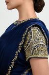 Sapphire Blue Zardozi & Pearl Beads Hand Embroidered Blouse