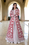 Red Parsi Gara and Beads Embroidered Jacket Set