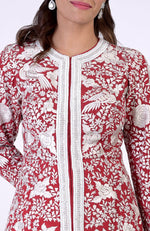 Red Parsi Gara and Beads Embroidered Jacket Set