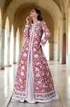 Red Parsi Gara and Beads Embroidered Jacket Set