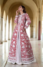 Red Parsi Gara and Beads Embroidered Jacket Set