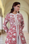Red Parsi Gara and Beads Embroidered Jacket Set