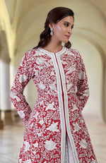 Red Parsi Gara and Beads Embroidered Jacket Set