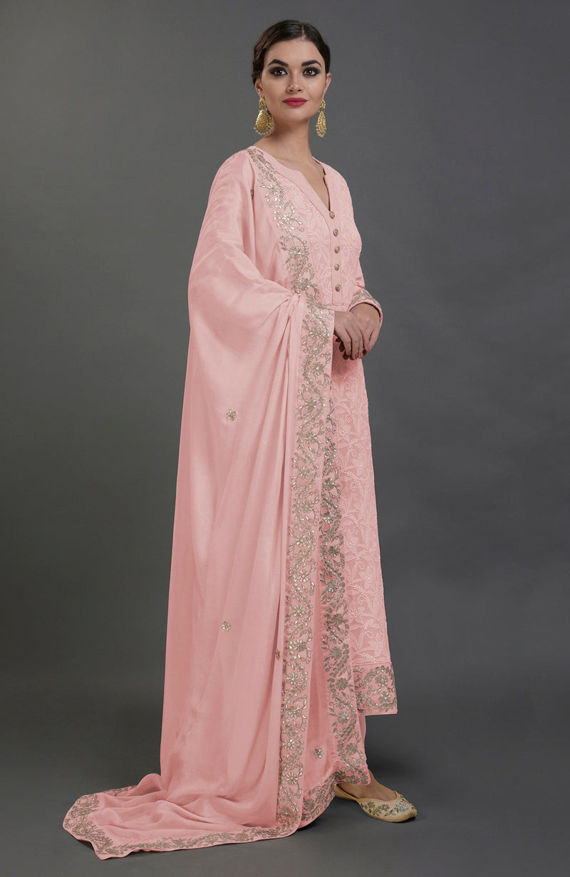 English Rose Chikankari & Gota Patti Hand Embroidered Kurta Set