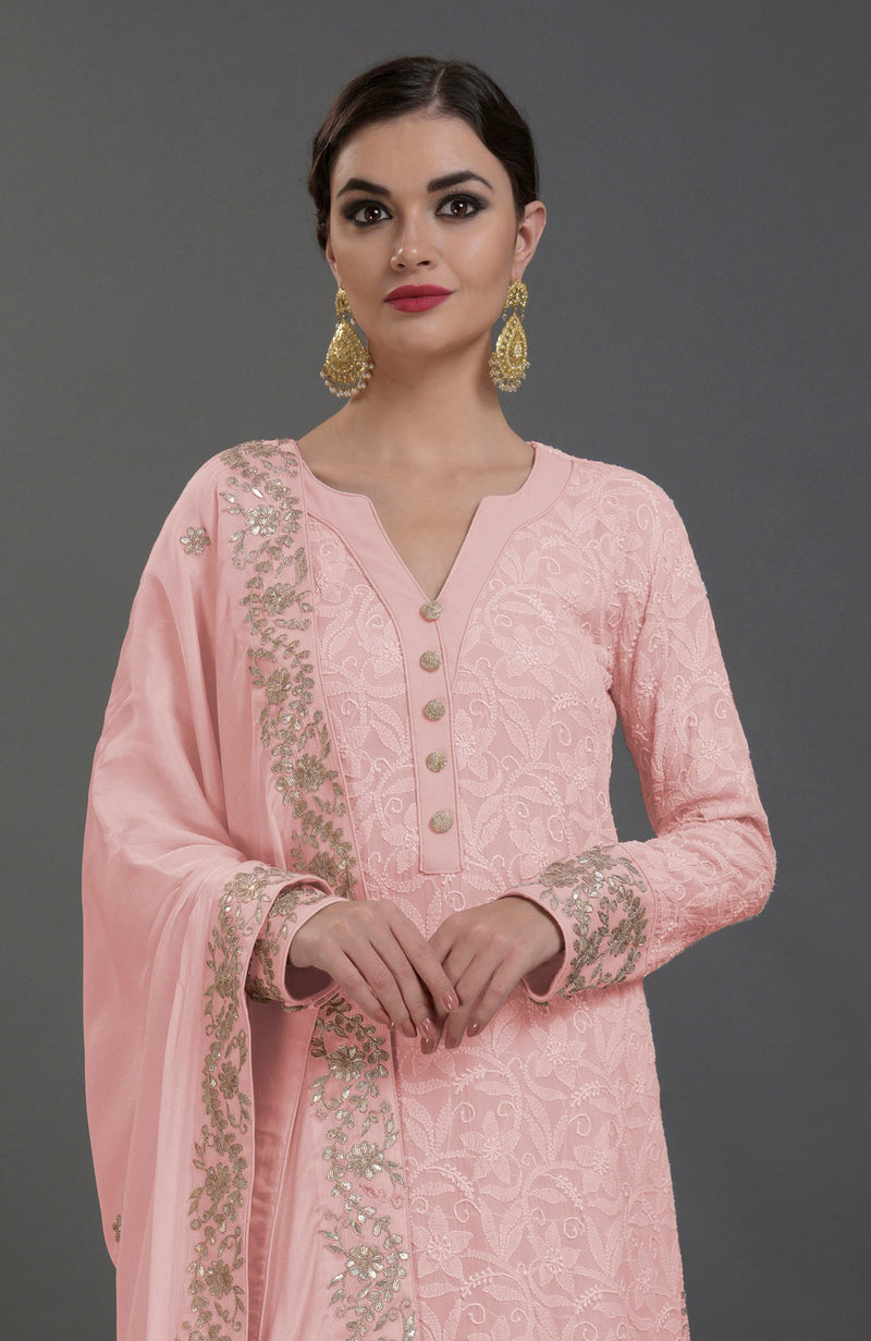 English Rose Chikankari & Gota Patti Hand Embroidered Kurta Set
