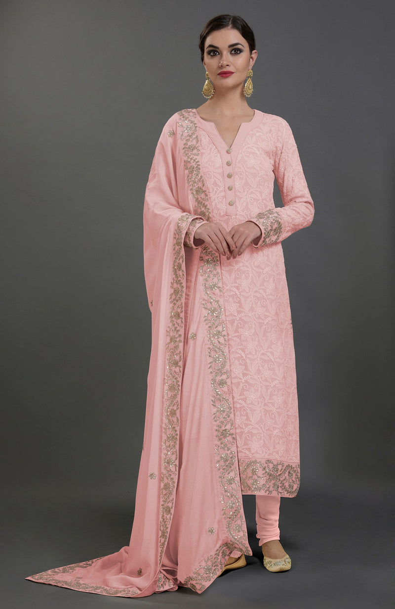 English Rose Chikankari & Gota Patti Hand Embroidered Kurta Set