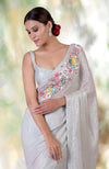 Whispering Blue Floral Sequin Hand Embroidered Saree