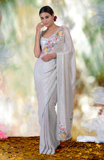 Whispering Blue Floral Sequin Hand Embroidered Saree