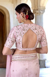 Unending Love Rose Pink Zardozi Hand Embroidered Saree