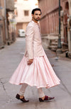 Barely Pink Chikankari Embellished Bandhgala & Angarkha kurta set